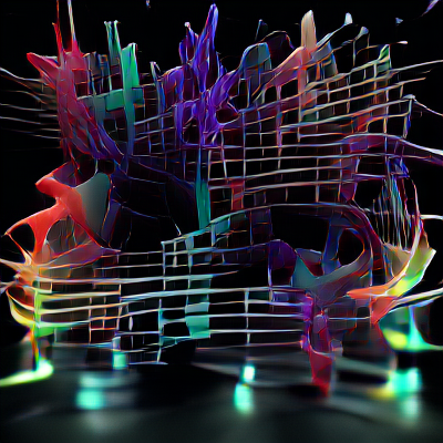 Music visualized in 3D, 400 iteraatiota, VQGAN + CLIP