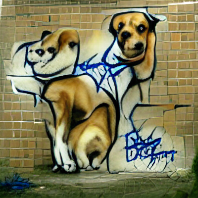 Another doggy graffiti art, 500 iteraatiota, VQGAN + CLIP
