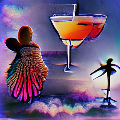 Cocktails and dreams, Another Doggyn baarimestarin ideoima käsky, 400 iteraatiota, VQGAN + CLIP