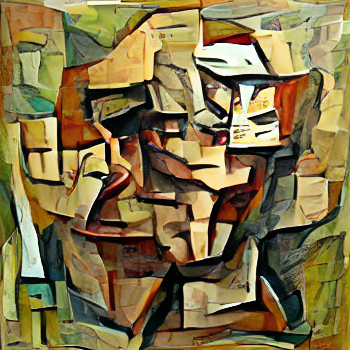 Cubist painting of a man, 400 iteraatiota, VQGAN + CLIP